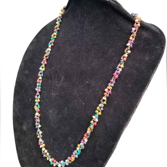SO BRAND NWT MULTICOLORED WOOD BEAD CHAIN NECKLACE - Picture 6 of 6